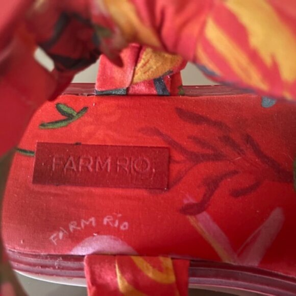 Farm Rio Red Fruit Scarf Platform Sandal Sz 8 - Picture 5 of 5